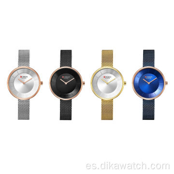 Nuevos relojes de mujer CURREN, reloj de pulsera de cuarzo de acero inoxidable de lujo de marca superior para mujer, reloj de pulsera creativo para mujer, reloj femenino